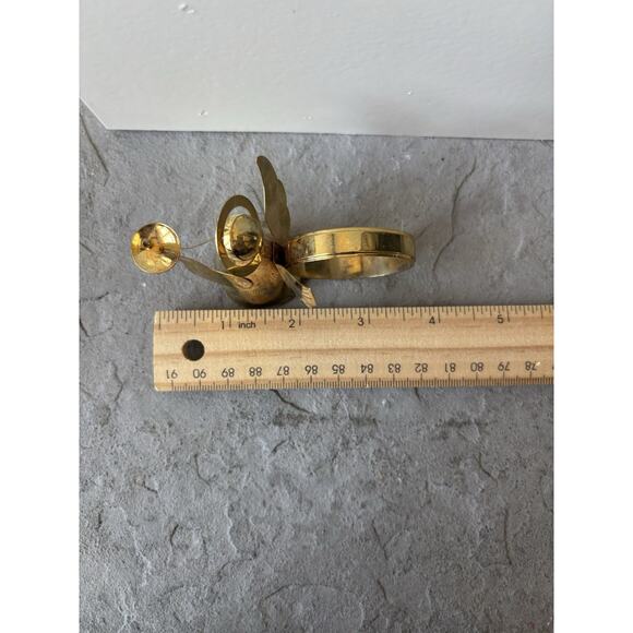 Vintage Brass Napkin Ring Angel Christmas Delicate Made In HongKong Victorian - Picture 9 of 10